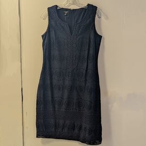 Talbots Floral Eyelet Dress in Navy